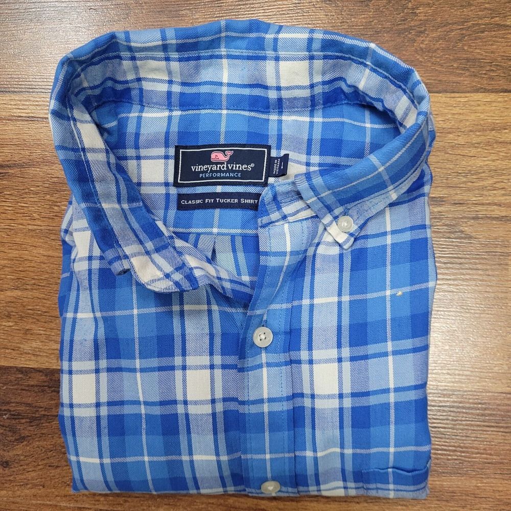 Vineyard Vines Performance Plaid Classic Fit Flannel Tucker Shirt Sz Large